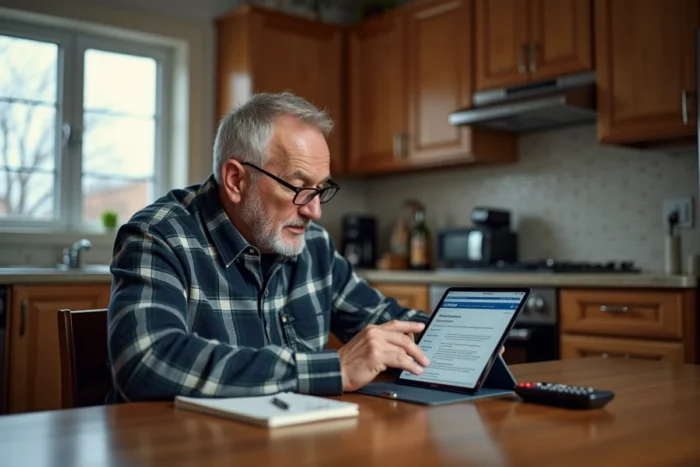 Homme consultant une page d'aide sur tablette pour résoudre la réception de Télé Z